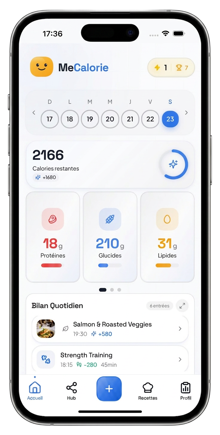 MeCalorie app screen 1